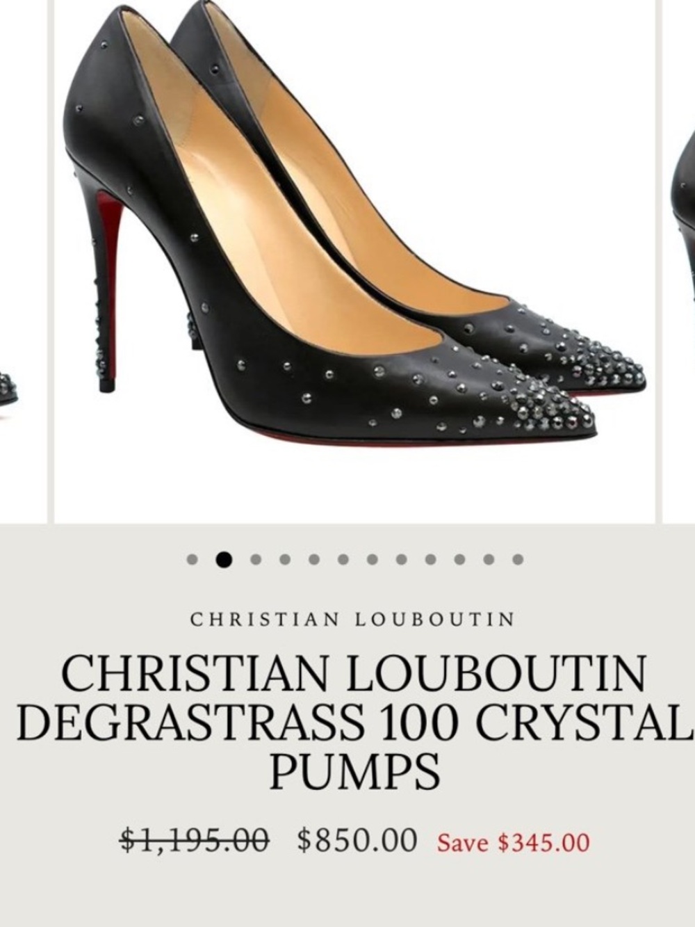 Christian Louboutin Black Crystal-Stud Degrastrass 100 mm Pumps with Red Soles